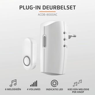 ACDB-8000AC Plug-in draadloze deurbelset Slimme deurbel Wit