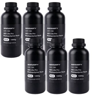Aceaddity ABS-Like Pro 3D Printer Resin 405nm UV-Curing Standard Photopolymer Resin with Hardness and Toughness Suitable for 2K/4K/8K LCD/DPL/SLA 3D Printers High Precision & Non-Brittle - Black 1kg/Bottle (6 Pack)