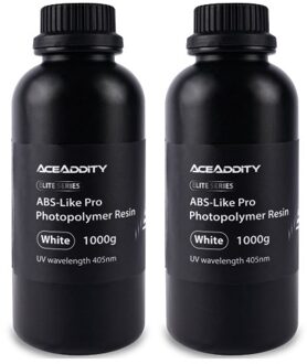 Aceaddity ABS-Like Pro 3D Printer Resin 405nm UV-Curing Standard Photopolymer Resin with Hardness and Toughness Suitable for 2K/4K/8K LCD/DPL/SLA 3D Printers High Precision & Non-Brittle - White 1kg/Bottle (2 Pack)