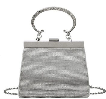 Acelure Elegante Dames Effen Kleur Schoudertassen Shining Hasp Messenger Tassen Voor Vrouwen Vrouwelijke Party Tas Schooltas Handtas Zilver