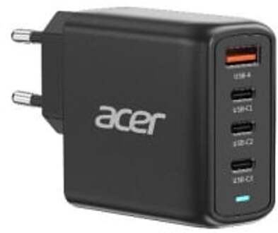 Acer 100W PD Charger, USB Port: 3C+1A, EU Plug, 100W USB-C Cable Oplader Zwart