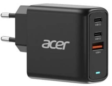 Acer 67W PD Charger, USB Port: 2C+1A, EU Plug, 100W USB-C Cable Oplader Zwart