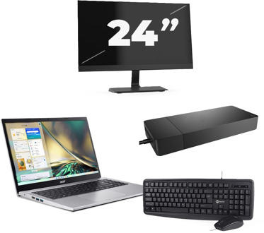 Acer Aspire A315-44P - AMD Ryzen 7 5700U - 15 inch - 16GB RAM - 256GB SSD - Windows 11 Home + 1x 24 inch Monitor