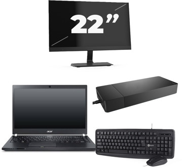 Acer TravelMate P645-SG - Intel Core i7-5e Generatie - 14 inch - 8GB RAM - 256GB SSD - Windows 11 Home + 1x 22 inch Monitor