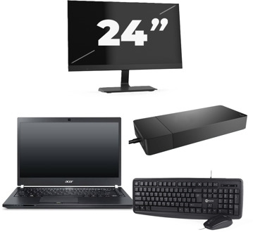 Acer TravelMate P645-SG - Intel Core i7-5e Generatie - 14 inch - 8GB RAM - 256GB SSD - Windows 11 Home + 1x 24 inch Monitor