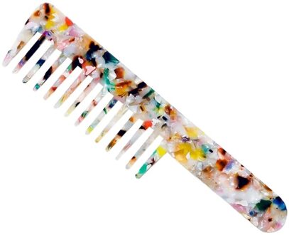 Acetaat Ontwarren Haar Kam Marmeren Steen Print Anti-Statische Grote Tand Haarborstel M76F