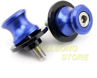 Achterbrug Spoelen Crash Slider Chain Richter Stand Schroef Voor Triumph Street Triple Daytona 675R Tijger 800 Motorfiets Ondersteuning 8Mm blauw