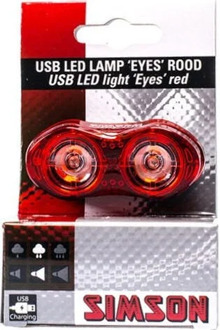 achterlicht Eyes USB led oplaadbaar zwart Rood