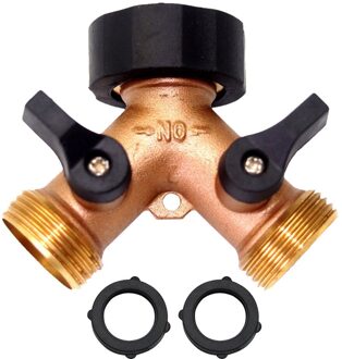 Achtertuin Massief Messing Slang Body Splitter Zware 2 Way Y Klep Tuinslang Connector Splitter Adapter Met Comfort grip