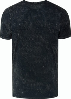 Acid washed T-shirt met prints Donkergrijs - XL
