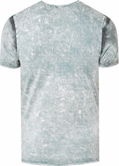 Acid washed T-shirt met prints - maat 3XL Grijs