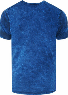 Acid washed T-shirt met prints Marineblauw - L