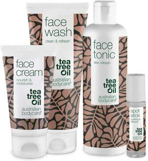 | Acne set met Tea Tree Oil | Reiniger 100ml + Tonic 150ml + Crème 50ml + Anti-puistjes stick 9ml