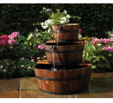 AcquaArte Watervalfontein 3 houtvaten Bruin