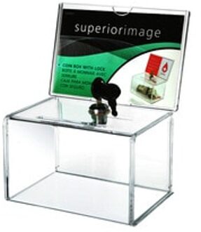 Acryl Donatie Collectebus, Perspex Liefdadigheid Fondsenwerving Doos Met Keylock Voor Kerk, Niet-Winstgevende Groep, Liefdadigheid