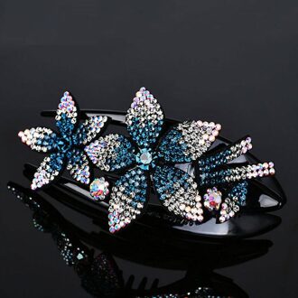Acryl Eendenbek Clip Shiny Rhinestone Bloem Haar Klauwen Geometrische Haarspeldjes Haarspeld Haar Clip Crystal Vrouwen Haar Accesoires Blauw