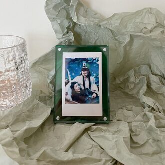 Acryl Fotolijst Transparant 8Mm Dikke Frameloze Magnetische Desktop Display Met Geschenkdoos Verpakking groen