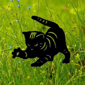 Acryl Kat Tuinbeelden Zwarte Kat Silhouet Kat Decoratieve Tuin Stakes F