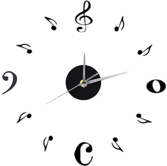 Acryl Moderne Diy Wandklok 3d Spiegel Oppervlak Sticker Home Office Decor Een Persoonlijkheid Huis Decor Muzieknotatie Stijl goud