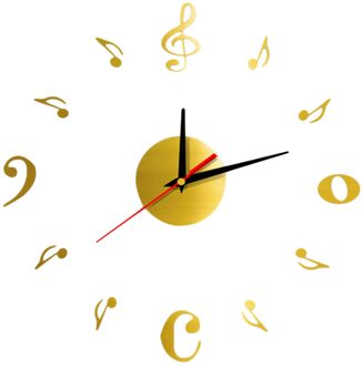 Acryl Moderne DIY Wandklok 3D Spiegel Oppervlak Sticker Home Office Decor goud