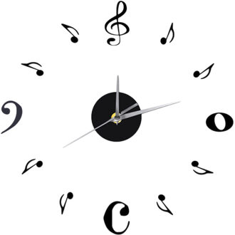 Acryl Moderne DIY Wandklok 3D Spiegel Oppervlak Sticker Home Office Decor zwart