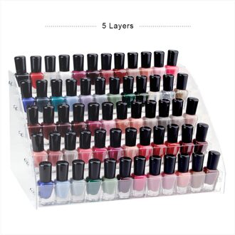 Acryl Nagellak Display Organizer 2-3-4-5-6-7 Layer Manicure Cosmetica Sieraden display Standhouder Helder Acryl Make-Up Doos 5 layers