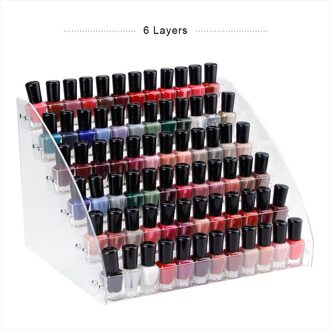Acryl Nagellak Display Organizer 2-3-4-5-6-7 Layer Manicure Cosmetica Sieraden display Standhouder Helder Acryl Make-Up Doos 6 layers