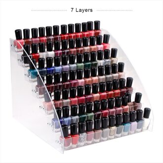 Acryl Nagellak Display Organizer 2-3-4-5-6-7 Layer Manicure Cosmetica Sieraden display Standhouder Helder Acryl Make-Up Doos 7 layers