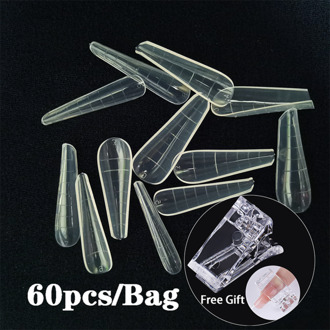Acryl Nagels Uitbreiding Gereedschappen Volledige Cover Quick Building Nail Tips Bovenste Vorm Breiden Mold Voor Coffin Nail Dual Formulieren 60stk AE-CLIP zak