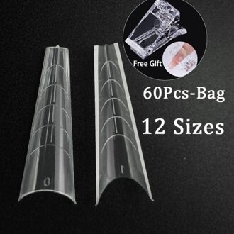 Acryl Nagels Uitbreiding Gereedschappen Volledige Cover Quick Building Nail Tips Bovenste Vorm Breiden Mold Voor Coffin Nail Dual Formulieren 60stk BE-CLIP zak