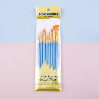 Acryl Penselen Set, 10Pcs Nylon Haar Penselen Schilderen Set Fijne Kids Kunstenaar Schilderij Kits Blauw
