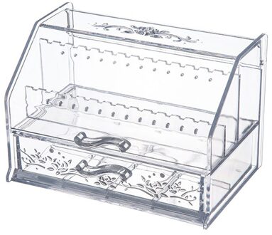 Acryl Transparante Sieraden Cosmetische Opbergdoos Slaapkamer Desktop Make Oorbellen Organizer doorzichtig