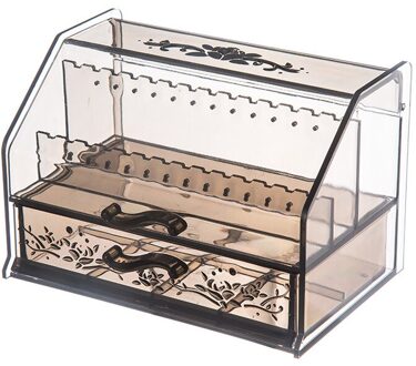 Acryl Transparante Sieraden Cosmetische Opbergdoos Slaapkamer Desktop Make Oorbellen Organizer licht grijs