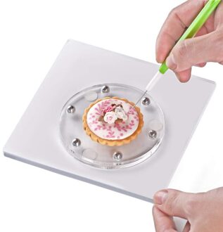 Acryl Vierkante Cookie Decorating Draaitafel Cookie Stencils Houder Cookie Suiker Draaitafel Swivel Voor Royal Icing(5.9In)