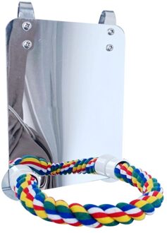 Acryl Vogel Spiegel Met Touw Zitstokken Vogel Speelgoed Schommel Comfy Baars Voor Parkiet