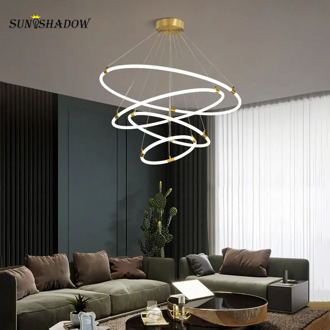 Acrylic Circle Rings Pendant Light For Living room Bedroom Kitchen Home Hanging Lamp Modern LED Pendant Lamp Lighting Fixtures