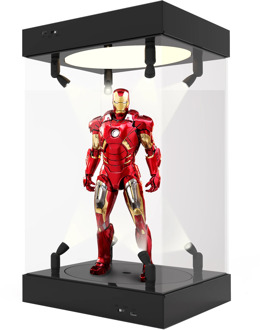 Acrylic Display Case Self-Install Clear Cube Box With turntable LED Lights Dustproof for Action figures