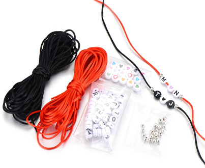 Acrylic Heart Black Red Thread Diy Jewelry Making Set For Bracelet Jewelry Finding Set Letter Beads Customize Gift Accessories