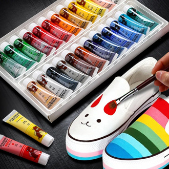 Acrylic paint set 12 color 24 color waterproof painting shoes jelly children diy hand-painted student brush small boxed