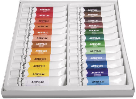 Acrylverf schilder set tubes 24 kleuren 12 ml - Hobbyverf Multikleur