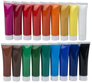 Acrylverf tubes in 18 kleuren 36 ml - Hobbyverf Multikleur