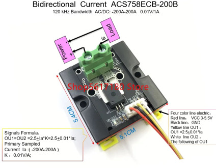 ACS758ECB ACS758 200B Bidirectional AC/DC Current Sensor module ACS758ECB-200B 120 kHz Bandwidth AC/DC DC: -200-200A 0.01V/1A