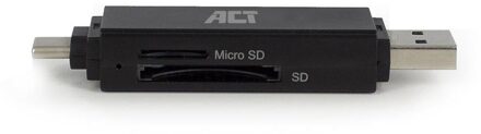 ACT geheugenkaartlezer USB-C & USB-A - Zwart