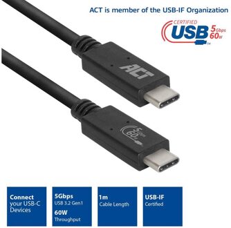 ACT USB 3.2 Gen 1 kabel - 1 meter