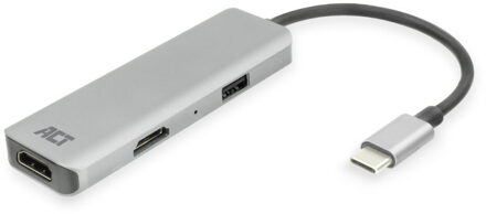 ACT USB-C 4K multiport adapter voor 2 HDMI schermen, USB-A datapoort Adapter