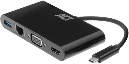 ACT USB-C naar HDMI of VGA Multiport Adapter 4K met Ethernet