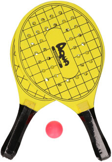 Actief speelgoed tennis/beachball setje geel met tennisracketmotief - Beachballsets