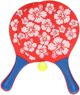 Actief speelgoed tennis/beachball setje rood met bloemenmotief - Beachballsets