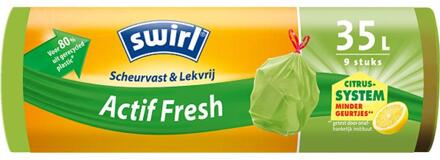 Actif Fresh afvalzak met trekband 35 liter 9 stuks Groen