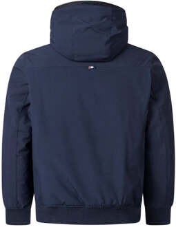 Active Plain Hooded Marineblauwe Jas Navy